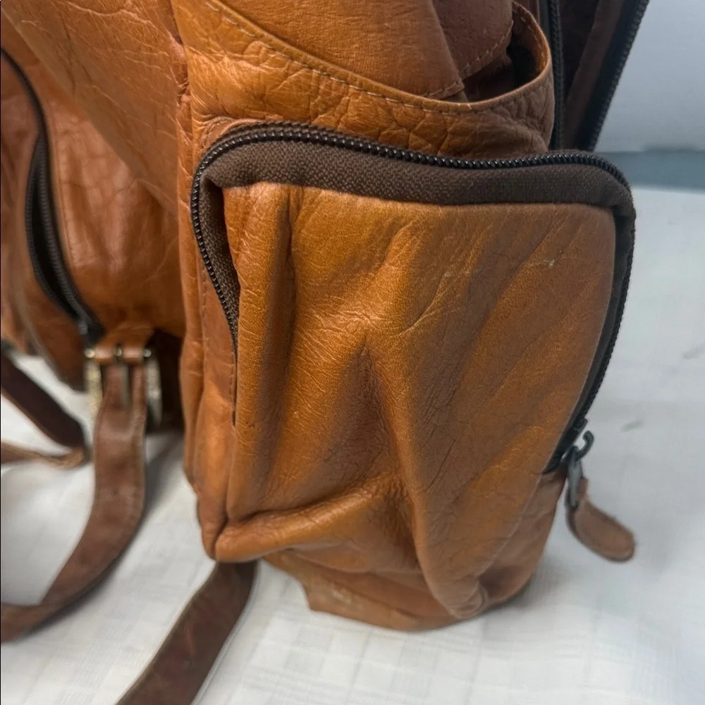Vintage Tan Leather Backpack